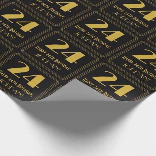 24e verjaardag ~ Art Deco geïnspireerde look "24", Cadeaupapier (Hoek)