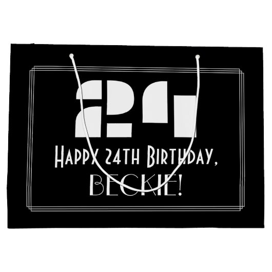 24e verjaardag ~ Art Deco geïnspireerde look "24" Groot Cadeauzakje (Achterkant)