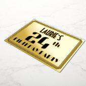 24e verjaardag: Art Deco Kijk "24" en naam Folie Uitnodiging (Gedraaid)