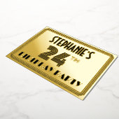 24e verjaardag — Art Deco Style "24" en naam Folie Uitnodiging (Gedraaid)