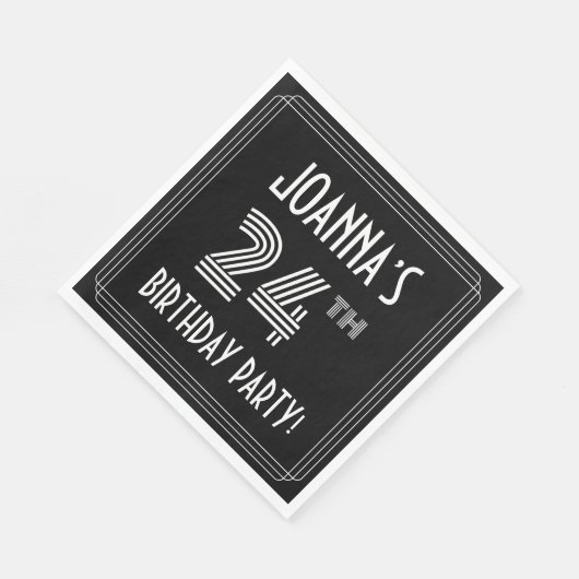 24e verjaardag: Art Deco Style + aangepaste naam Servet (Hoek)