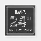 24e verjaardag: Art Deco Style + aangepaste naam Servet (Voorkant)