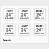 24e verjaardag: Art Deco Style + aangepaste naam Vierkante Sticker (Vel)
