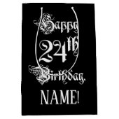 24e verjaardag: Fancy, elegant script + aangepaste Medium Cadeauzakje (Voorkant)