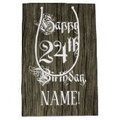 24e verjaardag: Fancy, Faux Wood Kijk + Aangepaste Medium Cadeauzakje (Voorkant)