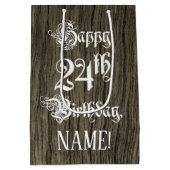 24e verjaardag: Fancy, Faux Wood Kijk + Aangepaste Medium Cadeauzakje (Achterkant)