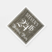 24e verjaardag — Fancy script, Faux Wood Kijk Servet (Hoek)