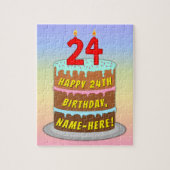24e verjaardag: Fun Cake and Candles + Custom Name Legpuzzel (Verticaal)