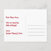 24e Verjaardag: Fun Hearts Patroon, Regenboog 24 Briefkaart (Achterkant)