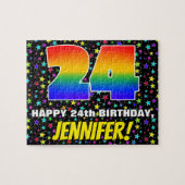 24e verjaardag — Fun, kleurrijk Star Field Pattern Legpuzzel (Horizontaal)