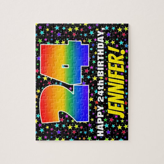 24e verjaardag — Fun, kleurrijk Star Field Pattern Legpuzzel (Verticaal)