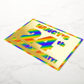 24e verjaardag - Fun, regenboogspectrum "24" Folie Uitnodiging (Gedraaid)