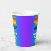 24e verjaardag: kleurrijk, vun regenboogpatroon # papieren bekers (Links)