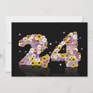 24e verjaardag, met bloembollen letters kaart