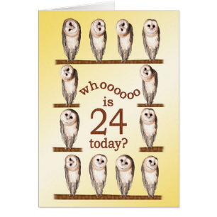 24e verjaardag, nieuwsgierige uilkaart.