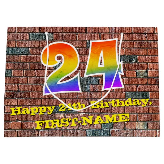 24e verjaardag: Plezier, op graffiti geïnspireerde Groot Cadeauzakje (Voorkant)