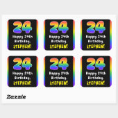 24e verjaardag: Regenboogspectrum # 24, Aangepaste Vierkante Sticker (Vel)