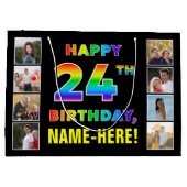 24e verjaardag: regenboogtekst, aangepaste foto's  groot cadeauzakje (Achterkant)