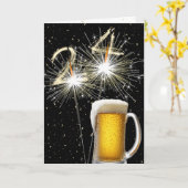 24e Verjaardag Sparklers Met Bier Mok Kaart (Gele Bloem)