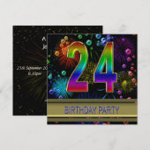 24e verjaardag Uitnodiging met bellen (Voorkant / Achterkant)