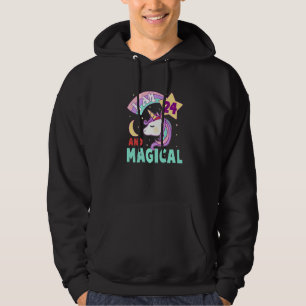 24e verjaardag van het meisje Unicorn regenboog I Hoodie