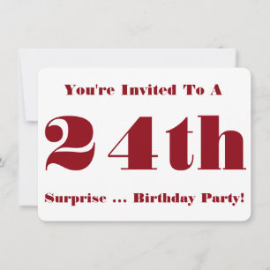 24e Verrassing Verjaardagsfeest Uitnodigen, rood e Kaart