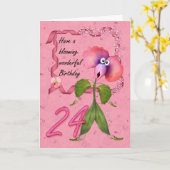 24ème Carte d'anniversaire avec des défaites (Fleur jaune)