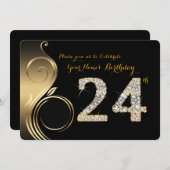 24ème, Invitation Anniversaire, Numéro Diamant, Ph (Devant / Derrière)