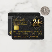 24K Black|Gold Carte de crédit Anniversaire Invita (Devant/Arrière en situation)