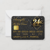 24K Black|Gold Carte de crédit Anniversaire Invita (Devant)