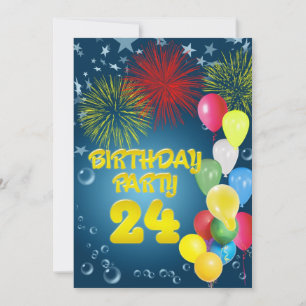 24ste verjaardag Uitnodiging met ballonnen