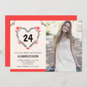 24ste verjaardag uitnodigingen voor haar Bloemenha (Voorkant / Achterkant)