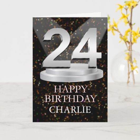 24th Birthday Spotlights Ajouter une carte de nom (Fleur jaune)