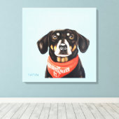 24x24 Sokken de Dachshund Canvas Afdruk (Insitu (Houten vloer))