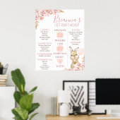 24x30 Boho Floral Bunny 1st Birthday Milestone Poster (Thuiskantoor)