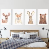 24x36 Bois mûre Aquarelle Forêt Animaux ensemble (Chambre à coucher)
