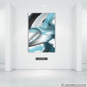 24x36"Trend Abstract Kunstcanvas Zwart Wit Blauw Canvas Afdruk