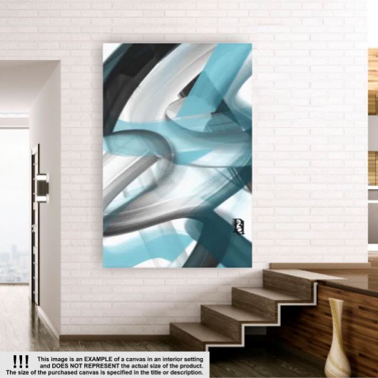 24x36"Trend Abstract Kunstcanvas Zwart Wit Blauw Canvas Afdruk
