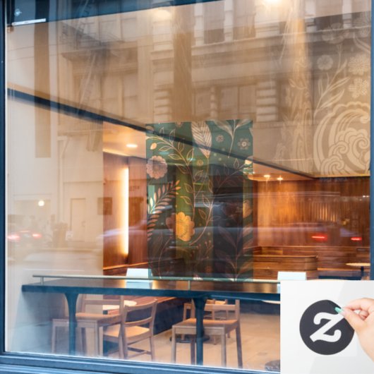 24x36 Window Cling with Partial Transparent Design Raamsticker (Cafe Raam)