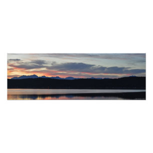 24x8 Hood Canal & Olympische bergen op zonsonderga Foto Afdruk
