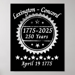 250 Jaar 1775 2025 Concord Lexington Revolutionair Poster