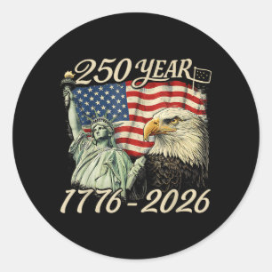 250 Jaar 1776 2026 250ste verjaardag 4 juli Ronde Sticker
