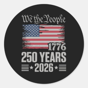 250 Jaar 1776 2026 250ste Verjaardag 4 Juli Ronde Sticker