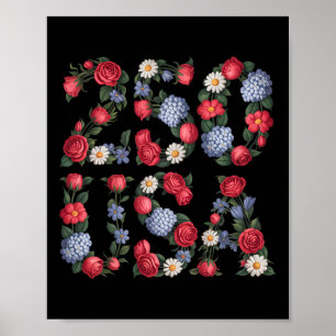 250 Jaar 1776-2026 250ste Verjaardag Bloemen Poster