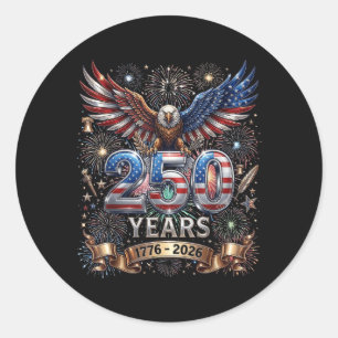 250 Jaar 1776 2026 4 juli Adelaar 250ste Verjaarda Ronde Sticker