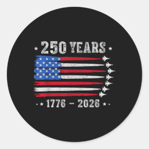 250 Jaar 1776 2026 Verjaardag USA voor Mannen Vrou Ronde Sticker