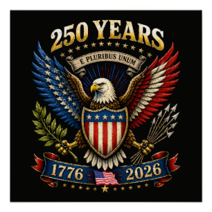 250 jaar Amerika 1776 2026 250ste verjaardag Perfect Poster
