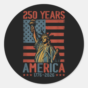 250 Jaar Amerika 1776-2026 Vlag Standbeeld van de Ronde Sticker