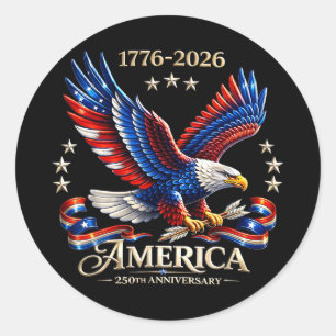 250 jaar Amerika 250e 4 juli viering Ronde Sticker