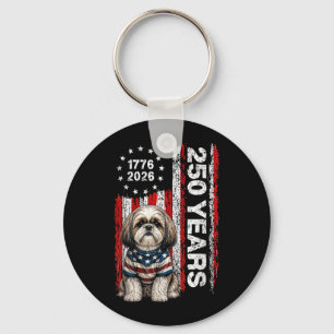 250 Jaar Amerika Shih Tzu Patriottisch Usa Dom 4e Sleutelhanger